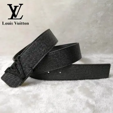 Louis Vuitton Black & Gray Monogram Canvas Natural Leather Belt