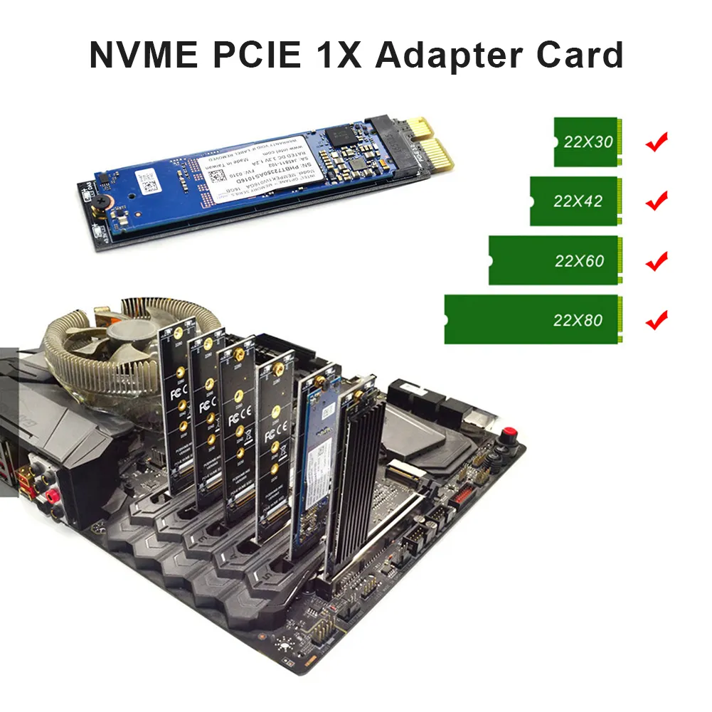 Bộ Chuyển Đổi PCIE Sang M2, Đầu Nối Chìa Khóa NVMe SSD PCI-E M Hỗ Trợ  2230/2242/2260/2280 