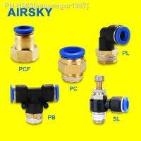 Air Fitting Pneumatic Pipe PC PCF PL PLF 1/2 1/4 3/8 Tread 4mm 6mm 8mm Push In Air Hose Line Fittings Couplings Quick Connectors