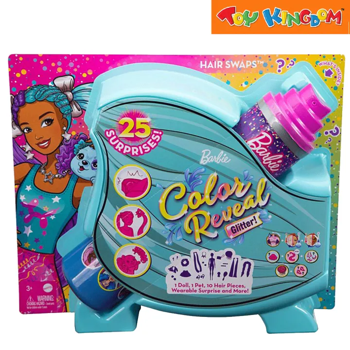 Barbie Color Reveal Glitter Hair Swaps Glittery Blue Playset Lazada PH