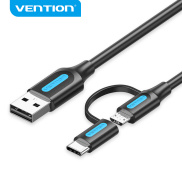 Vention USB Cable USB 2.0 A to Micro B Type C Cable Male to Male 2 in 1 3A