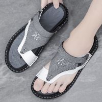 CODna68138 ?chenying123.my ? Leather sandals mens 2021 trend flip flops drivin皮凉鞋男2021潮流人字拖开车拖鞋男士防滑凉拖两用沙滩鞋chenying123.my9.20