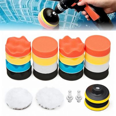 3 Inch Car Polishing Pad Sponge Car Polisher Waxing Pads Wool Wheel Buffing Kit for Car Polisher Drill Adapter Removes Scratches Adhesives Tape