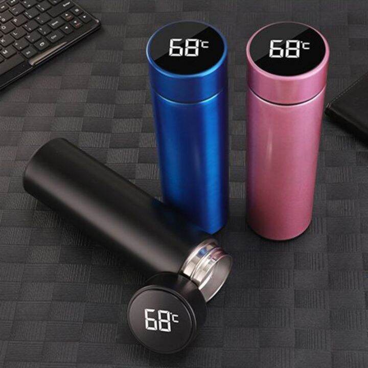 【HOT】 Thermal Bottle With LED 500ML Stainless Steel Vacuum Cup Hot Water Coffee Flasks Thermo
