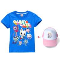 Gabby S Dollhouse แขนเสื้อสั้นเด็กผู้ชายเสื้อยืดหญิงเสื้อยืดคอกลมพิมพ์ลายหมวกเด็กเสื้อผ้า All-Match เสื้อยืด Tops + หมวกฤดูร้อนหลวม894เสื้อผ้าเด็ก Casual เสื้อกีฬา