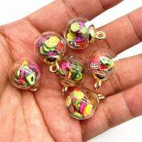 New 10pcs 16mm Colorful Transparent Ball Glass Polymer Clay Charms Pendant Find Hair Accessories Jewelry Charms Earring Beads