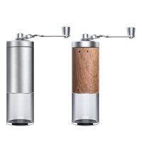 （HOT NEW）แบบพกพาลายไม้ HandCoffee Grinder SilverAeropress Espresso Grinde CoffeeBurr Mill Hand Crank