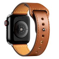 [HOT JUXLLKBKOW 514] สายหนังสำหรับ Apple Watch Band 44มม. 40มม. 42มม. 38มม. 45มม. 41มม. Smartwatch อุปกรณ์เสริมสร้อยข้อมือ IWatch Series 7 3 4 5 6 Se