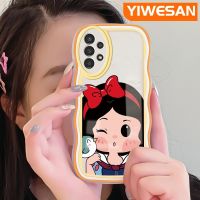 YIWESAN เคสปลอกสำหรับ Samsung Galaxy A04s A13 5G,ดีไซน์ใหม่ลายการ์ตูนน่ารักสโนว์ไวท์ขอบลอนสุดสร้างสรรค์เคสโทรศัพท์แบบใสซิลิโคนนิ่มกล่องกันกระแทกเคสโปร่งใสป้องกันเลนส์กล้อง