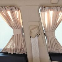 hot【DT】 2 x 50L Stretchable Plastic Rail Car Side Window Sunshade Curtain With Elastic Cord - Black/Beige/Gray