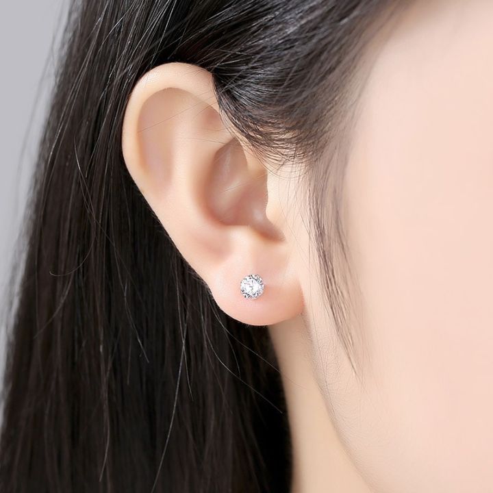 xiaoboacc-เข็มเงิน-925-แฟชั่นเกาหลีต่างหูเพทายหกกรงเล็บปลอดสารก่อภูมิแพ้-ต่างหูกระดูกหู