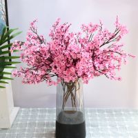 [HOT QINLXKLWGGH 554] Gypsophila ดอกไม้ประดิษฐ์สีขาวสาขาที่มีคุณภาพสูงทารกลมหายใจพืชปลอมยาวช่อหน้างานแต่งงานตกแต่งฤดูใบไม้ร่วงคริสต์มาส