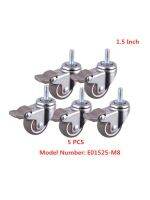 5 Pcs/Lot Casters 1.5 Inch M8 Screw Universal Wheel With Brake Crib Mute Light Tpe Furniture