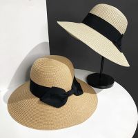 【CC】 Hat Wide Brim Beach Floppy Bow UV Protected Hats Chapeu