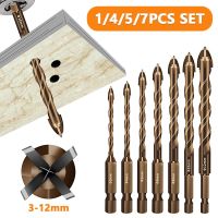 3-12mm Cross Hexagon Tile Glass Ceramic Wood Concrete Drill Bits Set Alloy Triangle Twist Drill Bits Hole Opener Metal Drilling