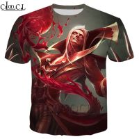 เสื้อยืดฟิกเกอร์ตำนานเกมลีก Of Legends The Crimson Reaper Vladimir 3D แขนสั้นผู้ชายผู้หญิงสไตล์ตามท้องถนนคอกลม