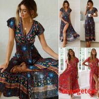 COD DSTGRTYTRUYUY H-C★Women Boho Short Long Maxi Dress Summer Beach Hot