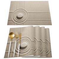 4/6pcs Placemats Set Zen Sand Stone Table Mats Cotton Linen Kitchen Accessories Home Decorative Coaster