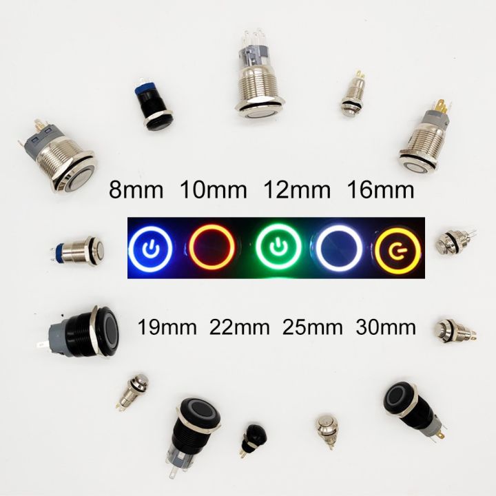 cw-push-electric-6v-12v-led-momentary-on-8-10-12-16-19-22-25-30mm-pressure-switches