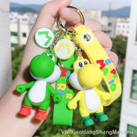 Super Mario Bros Kawaii Doll Keychain Yoshi Green Dinosaur Anime Figures Toys Cartoon Schoolbag Key Pendants Students Kids Gifts