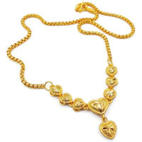 Heart Bead Necklace Thai Baht Yellow Gold Plated 18 inch