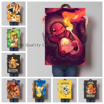 Pokemon Peripheral Poster Anime Pikachu Squirtle Bulbasaur