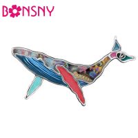 Bonsny Enamel Alloy Ocean Sea Whale Brooches Cute Marine Animals Clothes Scarf Pin Fashion Jewelry For Women Girls Friends Gifts Headbands