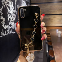 COROGI สำหรับ Samsung Galaxy Note 20 Note 20 Note 20 Ultra Note 10 Plus Note 10 Lite Note 9 Note 8เคสพร้อมสายรัดข้อมือลายโคลเวอร์นำโชคสร้อยข้อมือสุดหรูฝาครอบด้านหลังเป็นเคสมือถือแบบนิ่มกันชนขอบสี่เหลี่ยมป้องกันซิลิโคน