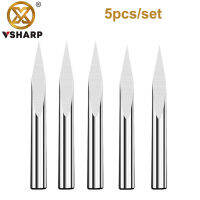 Vsharp 5ชิ้นเซ็ตทังสเตนคาร์ไบด์เหล็กแกะสลักเครื่องมือสามเหลี่ยมคม End Mill สำหรับไม้เนื้อแข็งพลาสติกอะคริลิพีวีซี MDF