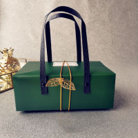 10pcs Gift Boxes Green Paper Box Packaging Handle Cookie Chocolate Bread Wedding Gift Package Bags Party Color Baking Package