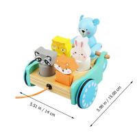 2 Sets Wood Shape Matching Toy Cartoon Pounding Car Kids Educational Dragging Toy