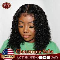 【jw】♤ SVT Short Bob Wig Glueless Preplucked Deep Frontal Wet And Wavy Front Curly Closure Wigs