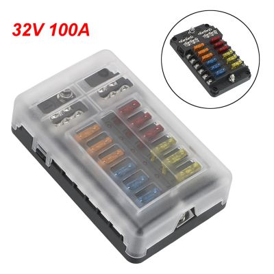 【YF】 Car Marine Boat Fuse Box Holder Blade Block Warning Indicator Power Distribution Panel Board Auto Switch Connect 6 /12 Way