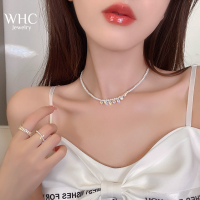 WHC Jewelry สร้อยคอมุกประกายเพชรสุดหรูสำหรับผู้หญิงรุ่นล่าสุด2023โซ่ไหปลาร้า