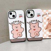 การ์ตูนหมีสีน้ำตาลแฟชั่นน่ารัก3D มีลายเท้าขึ้นสำหรับ IPhone14 13 12 11 Pro Max เคสโทรศัพท์ความสร้างสรรค์