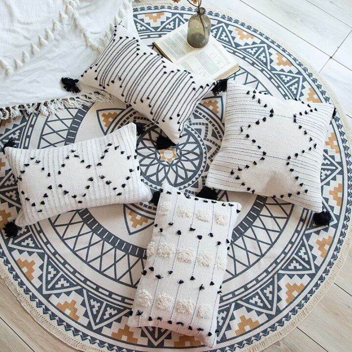 boho-white-black-geometric-cushion-cover-moroccan-style-pillow-cover-woven-for-home-decoration-sofa-bedroom-45x45cm30x50cm