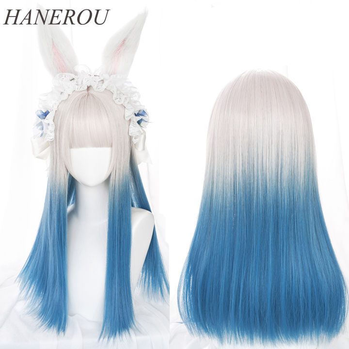 hanerou-ผู้หญิงตรงสังเคราะห์ยาว-lolita-wigs-กับ-bang-ombre-ทูโทนสีเทาสีฟ้าสีเขียวสีบลอนด์ผมสำหรับ-cosplay