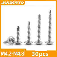 JUIDINTO 30 ชิ้นเครื่องซักผ้าหัว Phillips เจาะสกรู M4.2 M4.8 สแตนเลส Hardiflex สกรูสำหรับแผ่นโลหะ-shajit