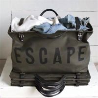 ESCAPE Canvas Travel Bag Large Capacity Stylish Travel Luggage Traveling Duffel Bag Letter Printing Weekend Duffel Handbags