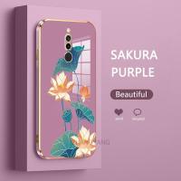 เคสสำหรับ Redmi 8 Redmi 8a 8A Pro 8A โทรศัพท์คู่ดอกบัวหลากสีดีไซน์ใหม่ฝาหลังเคสนิ่มเคลือบอิเล็คโทรเพลทซิลิโคน TPU กล่องกันกระแทกพร้อมฟรีสายคล้อง