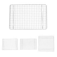 Bbq Meshes Stainless Steel 304 Barbecue Net BBQ Grill Mesh Rectangular Baking Tool with Foot Drainage Cake Drying Mesh Frame