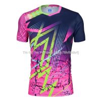 △► 2021 The New Quick-drying Badminton Wear Men and Women 7329 Rainbow Shirt Training Competition Tenni