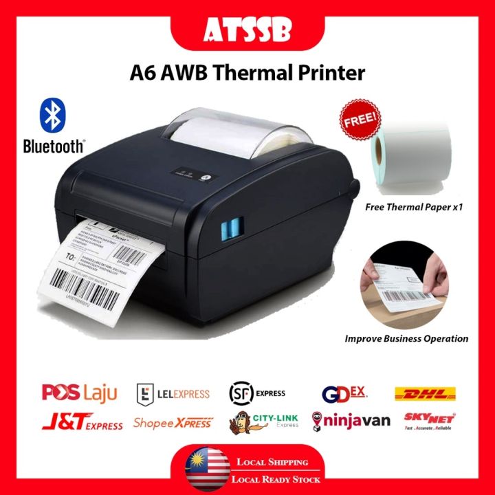 New Atssb Waybill Printer Thermal Awb A6 Pdf Usb Pos Laju J T Sticker Barcode Qr Shipping Label 1577