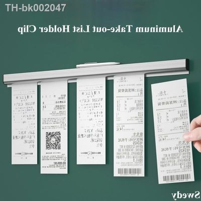 ☏№ Aluminum Alloy Wall-mounted Sticked Take-out List Receipt Clip Hanging Ticket Order Invoice Paper QR Holder Restaurant Menu Clip