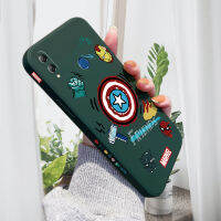 Jinsouwe เคสมือถือเคสโทรศัพท์เคส Huawei Y MAX / Huawei Y6 Pro / Huawei Y6S สำหรับชายหญิงการ์ตูน Marvel Captain American เคสใส่โทรศัพท์กล้องป้องกันกรณี