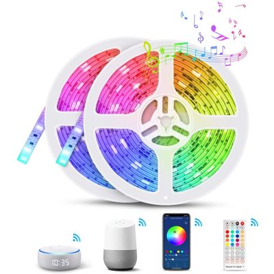 Fita Led 5050 Rgb Gantch Tuya ไวไฟฟิทาของ Luz Inigente หลายสี Pode Ser Mudada Remente Com Música APP Asant Alexa Obter Várias Cenas Quarão Peação Luz Da Noite