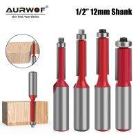 AURWOF 12mm End Dual Flutes Ball Bearing Flush Router Bit Straight Shank Trim เครื่องตัดมิลลิ่งไม้สําหรับงานไม้