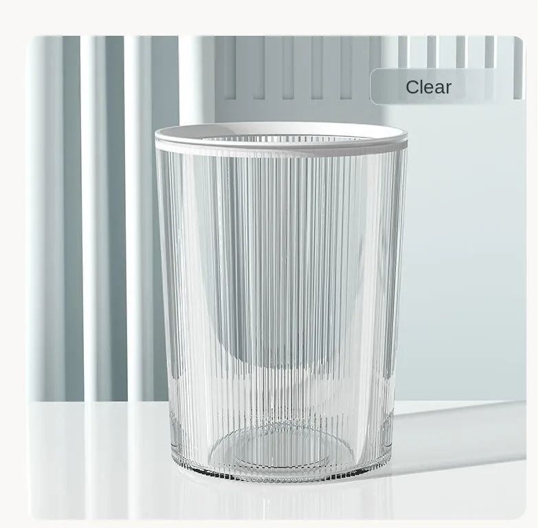 Transparent Trash Can Household Living Room Bedroom Kitchen Bathroom Large  Capacity Office with Pressure Ring Small Paper Basket