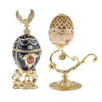 LazaraSale 2 ชิ้นหรูหรา Faberge ไข่อีสเตอร์รัสเซียรอยัลกรณีขาเครื่องประดับที่ใส่กล่อง