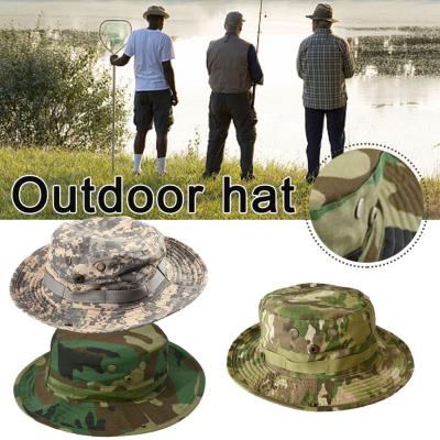 Fishing Hat Military Camo Bucket Sun Cap Outdoor Camping Hat Mens Mountaineering K0U3